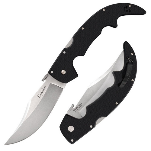 Cold Steel 62MGD Espada Large Folding Knife 5.50" AUS10A Clip Point Plain Edge Blade, Black G10 Handle