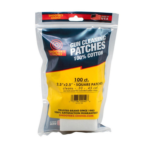 Shooter's Choice SHF-917-100 2.5" Cotton Gun Cleaning Patches - 100 Count