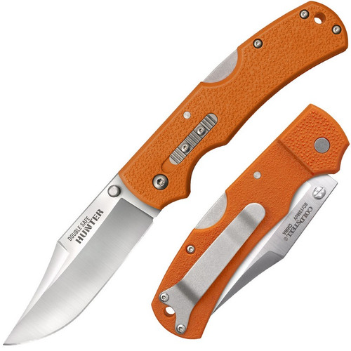 Cold Steel Double Safe Hunter Folding Knife 3.50" 8Cr13MoV Clip Point Plain Edge Blade, Long GFN Handle