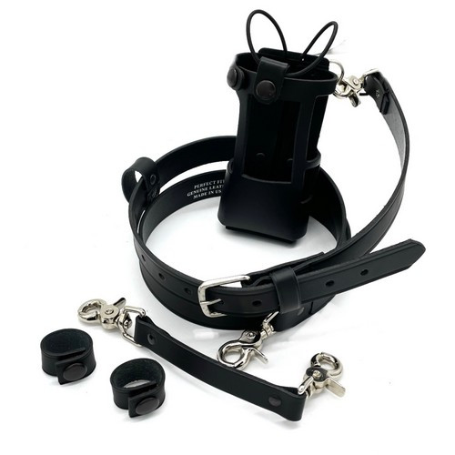 Perfect Fit 9105-FM-B-BD Firefighter Radio Holder for Motorola APX 6000/6000xe & 8000/8000xe (Model 2.5)w/ Beltslide and D-Rings & Black Snaps Bundle