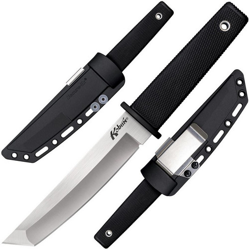 Cold Steel 17T Kobun Fixed Blade Knife 5.50" AUS8A Tanto Plain Edge Blade, Black Kray-Ex™ Handle