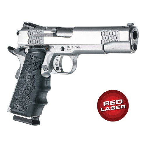 Hogue 45080 Overmolded Rubber Red Laser Enhanced Grip for 1911 Government, Black