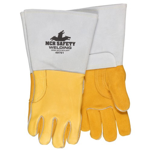 MCR Safety 49751 Premium Gold Grain Elkskin Leather, Kevlar® Sewn Welding Gloves