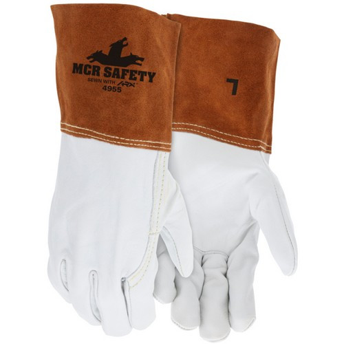 MCR Safety 4955 CV Top Cow Grain Leather, ARX® Cut Resistant Sewn Welding Work Gloves w/ 4" Split Gauntlet Cuff