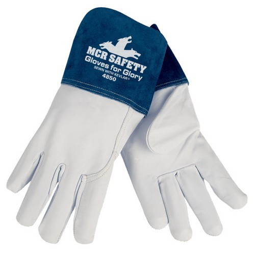 MCR Safety 4850 Gloves for Glory Premium Grain Goatskin Leather, Kevlar® Sewn Welding Work Gloves w/ 4.5" Split Cowskin Cuff