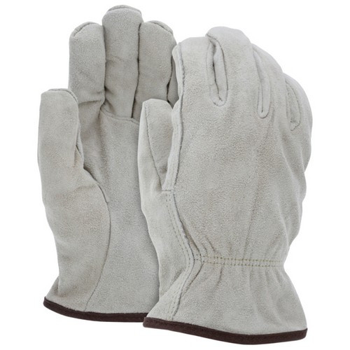 MCR Safety 3150 Premium Tan Split Cow Leather, Red Fleece Lined Driver Work Gloves