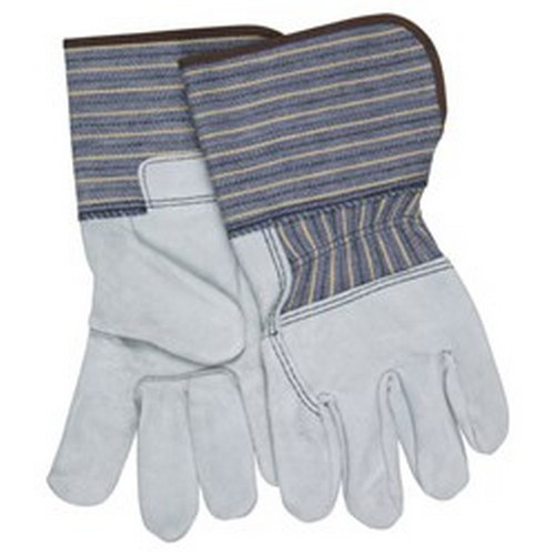 MCR Safety 1414A A-Grade Select Shoulder Leather Split Palm Leather Work Gloves, 3/4 Leather Back w/ 4.5" Plasticized Cuff