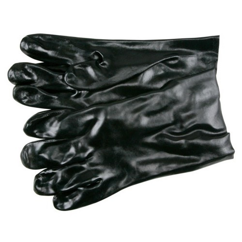 MCR Safety 6200 10" Economy Single Dipped Smooth Black PVC Coated, Soft Interlock Lined Work Gloves