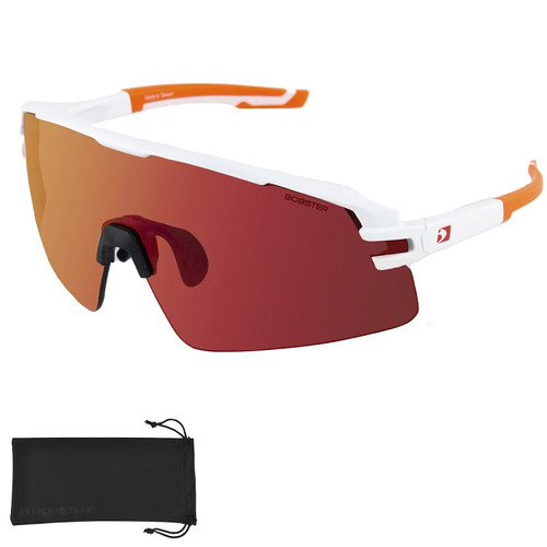 Bobster BFLA01 Flash Cycling Sunglass w/ Matte White & Orange Frame & Smoke Black Red Revo Lens Bobster BFLA01 Flash Cycling Sunglass w/ Matte White & Orange Frame & Smoke Black Red Revo Lens