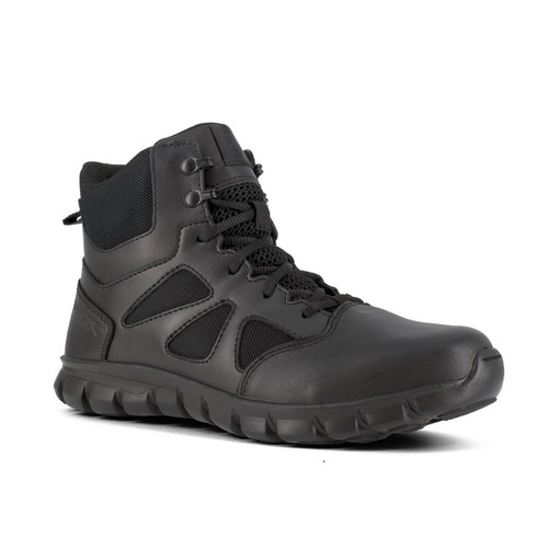 Reebok RB8605 Men's Sublite Cushion Tactical 6" Boots with Side Zipper, Black