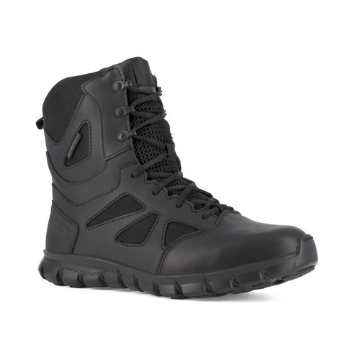 Reebok RB8806 Men's Sublite Cushion Tactical 8" Waterproof Boots with Side Zipper, Black
