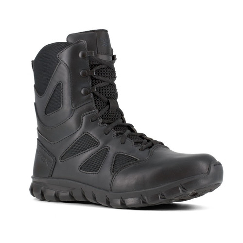 Reebok RB8805 Men's Sublite Cushion Tactical 8" Boots with Side Zipper, Black