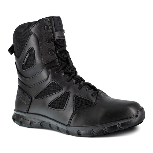 Reebok RB806 Women's Sublite Cushion Tactical 8" Waterproof Boots with Side Zipper, Black