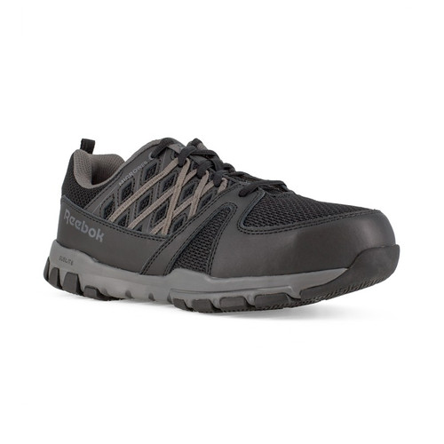 Reebok RB4016 Men's Sublite Work Athletic Shoes with Steel Toe, Black w/ Gray Trim
