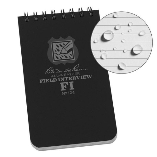 Rite in the Rain 104 All-Weather Field Interview Notebook (3'' x 5''), Black