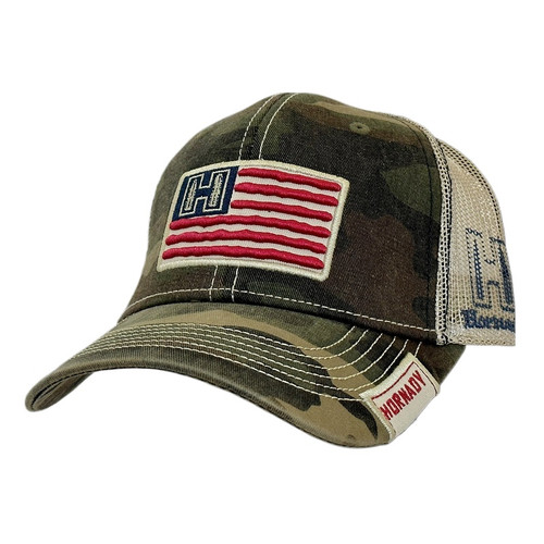 Hornady 10090 Camo American Flag Patch Snapback Hat