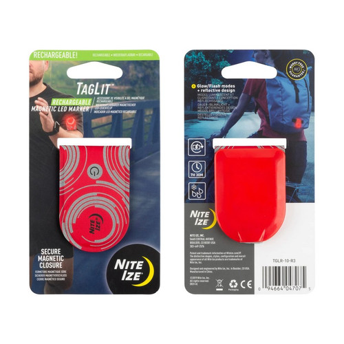 Nite Ize TGLR-10-R3 TagLit™ Rechargeable Magnetic LED Marker, Red Nite Ize TGLR-10-R3 TagLit™ Rechargeable Magnetic LED Marker, Red