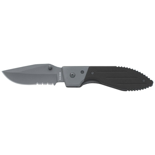 KA-BAR 3073 Warthog Serrated Folding Knife 7.57" Warthog 420 Stainless Steel Blade, Black G-10 Handle