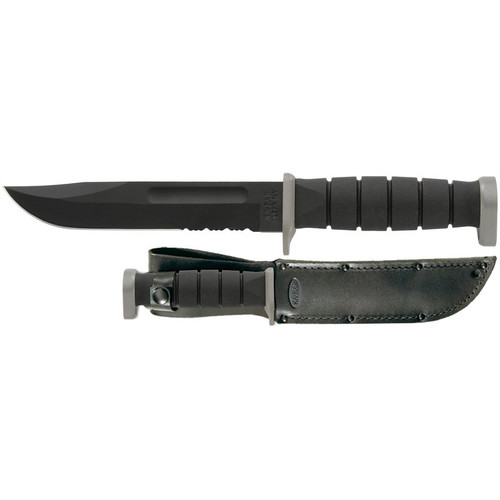 KA-BAR 1283 D2 Extreme Fixed Knife 11.88" Clip Point D2 Blade, Black Kraton G Handle and Leather Sheath