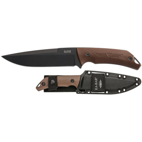 KA-BAR 7503 Jarosz Turok Fixed Knife 11.50" Clip Point 1095 Cro-Van Blade, Brown Ultramid Handle