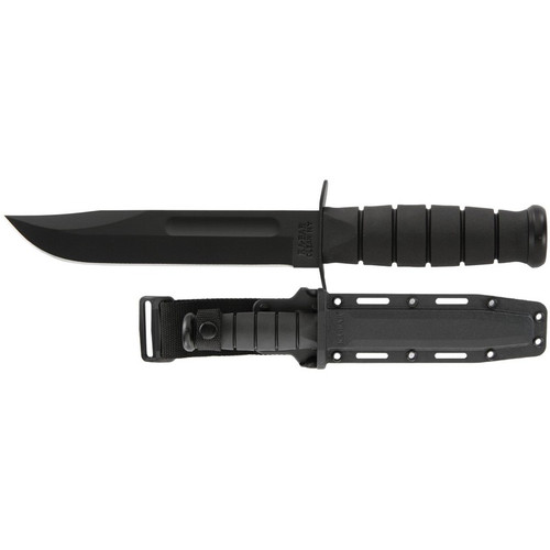 KA-BAR 1213 Full Size KA-BAR Straight Edge Fixed Knife 11.75" Clip Point 1095 Cro-Van Blade, Black Kraton G Handle