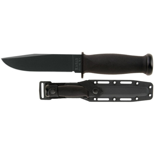 KA-BAR 2221 Mark I Fixed Knife 9.19" Clip Point 1095 Cro-Van Blade, Black Kraton G Handle