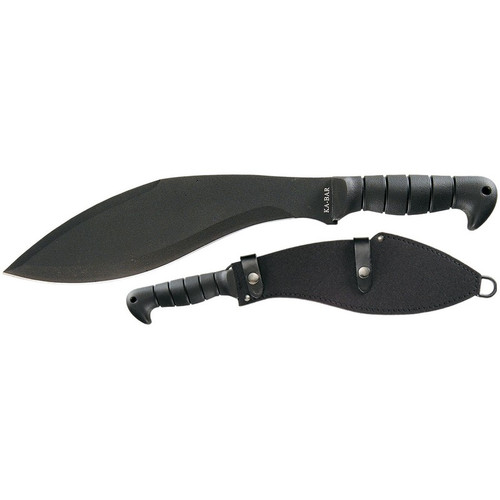 KA-BAR 1249 Kukri Machete Fixed Knife 17.00" Kukri SK5 Blade, Black TPR Handle