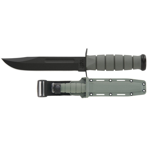 KA-BAR 5011 Full Size KA-BAR Straight Edge Fixed Knife 11.75" Clip Point 1095 Cro-Van Blade, Foliage Green Kraton G Handle