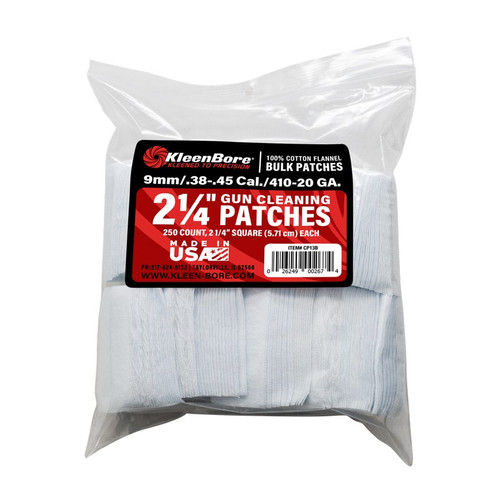 KleenBore CP13B 2-1/4" Cleaning Patches for .38-.45 Cal. & .410-20 GA, 250 Pack