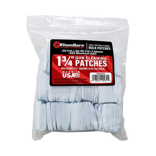 KleenBore CP17B 1-3/4" Square Cleaning Patches for .28 - .35 Cal, 500 Pack