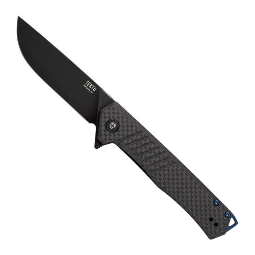 Tekto Knives F1 Alpha Folding Knife 3.10" D2 Straight Back Plain Edge Blade, Ambidextrous Pocket Clip
