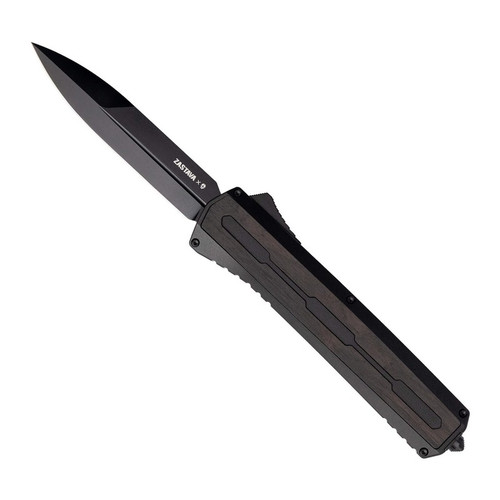 Tekto Knives A7 Zastava Out-The-Front Automatic Knife 3.60" S35VN Plain Edge Blade, 6061-T6 Aluminum/Wood Handle