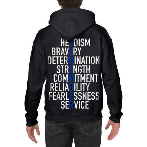 Thin Blue Line Men's Remember Hoodie, Black