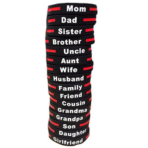 Thin Red Line Personalized Silicone Bracelet