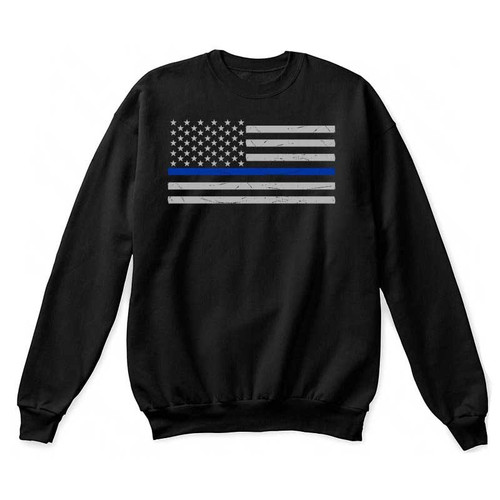 Thin Blue Line Classic Crew Neck Sweatshirt, Black