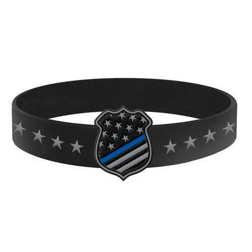 Thin Blue Line Silicone Shield Bracelet