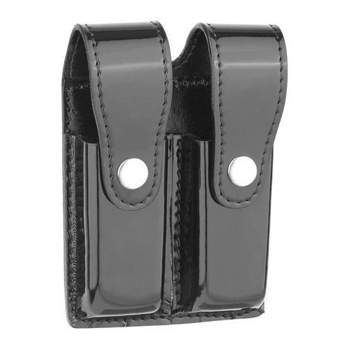 Dutyman 8531 High-Gloss Leather Double Magazine Holder for 9mm, Black