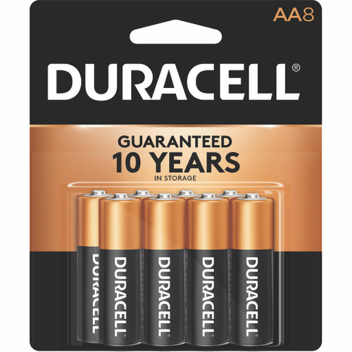 Duracell 041333825014 Coppertop Batteries AA, Black, 8 Pack