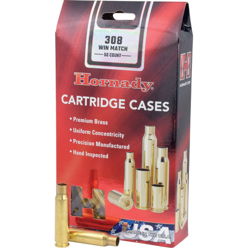 Hornady 8661 Unprimed Brass 308 Winchester Match, Brass, 50 Pack