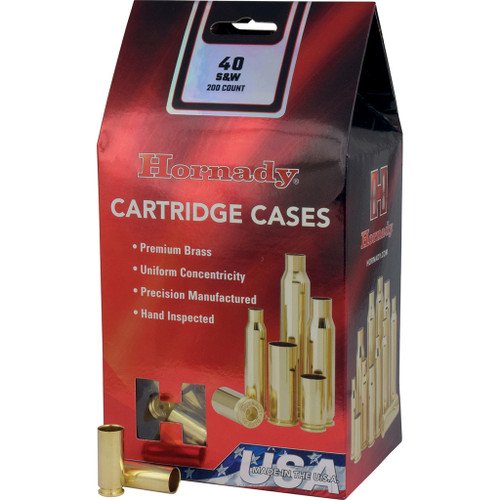 Hornady 8742 Unprimed Brass 40 S&W, Brass, 200 Pack