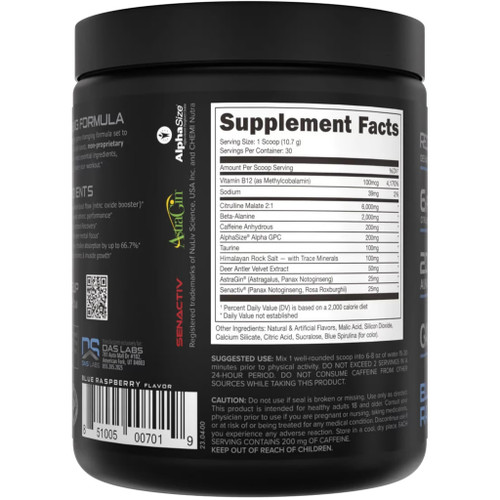 Bucked Up 1001102 Pre-Workout Blue Raz, 30 Serving Tub, Black