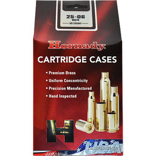 Hornady 86251 Rifle Cartridge Cases 25-06 Remington Unprimed, Brass, 50 Pack
