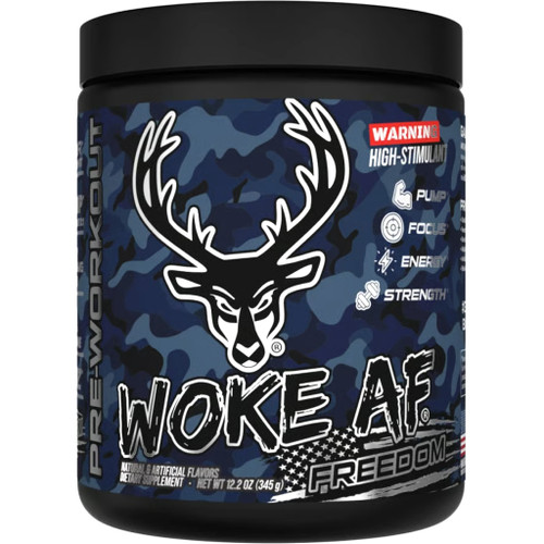 Bucked Up 1027906 Woke AF Pre-Workout Freedom Grape, 30 Serving Tub, Black