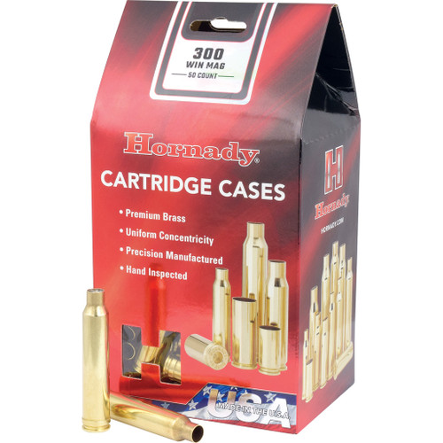 Hornady 8670 Rifle Cartridge Cases 300 Winchester Magnum Unprimed, Brass, 50 Pack