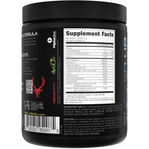 Bucked Up 1093140 Woke AF Pre-Workout Anime Yuza/Peach, 30 Serving Tub, Black