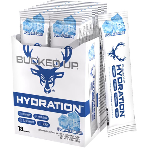 Bucked Up 1001117 Hydration 2.0 Ice Blue, 18ct Box, White