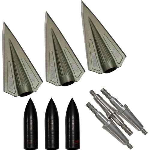 Bear BT175DB Razorhead VWS Double Bevel Broadheads Kit, 150-250 Grains, Green, 3 Pack