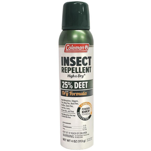 Coleman 7514 High & Dry Insect Repellent, 4 Ounce, 25% Deet, Silver