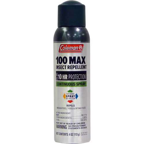 Coleman 7494 Max Insect Repellent, 4 Ounce, 100% Deet, Continuous Spray, Silver