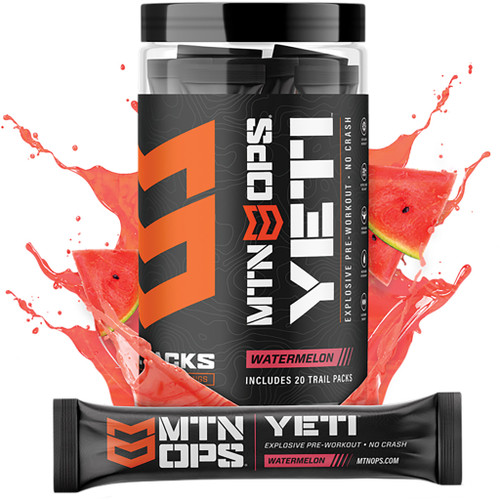 MTN OPS 1101450320 Yeti Preworkout, Watermelon Trail Packs, 20 Count